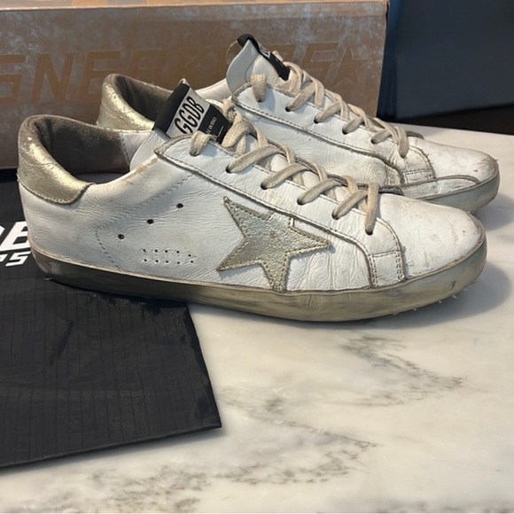 Golden Goose superstar white gold star sparkle sneakers - Picture 2 of 11